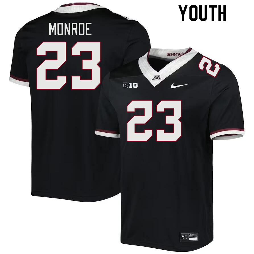 Youth #23 Garrison Monroe Minnesota Golden Gophers College Football Jerseys Stitched-Black - Click Image to Close